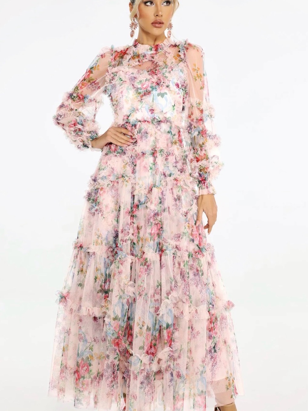 Bella Barnett Winona Print Mesh Midi Dress NWT size Small